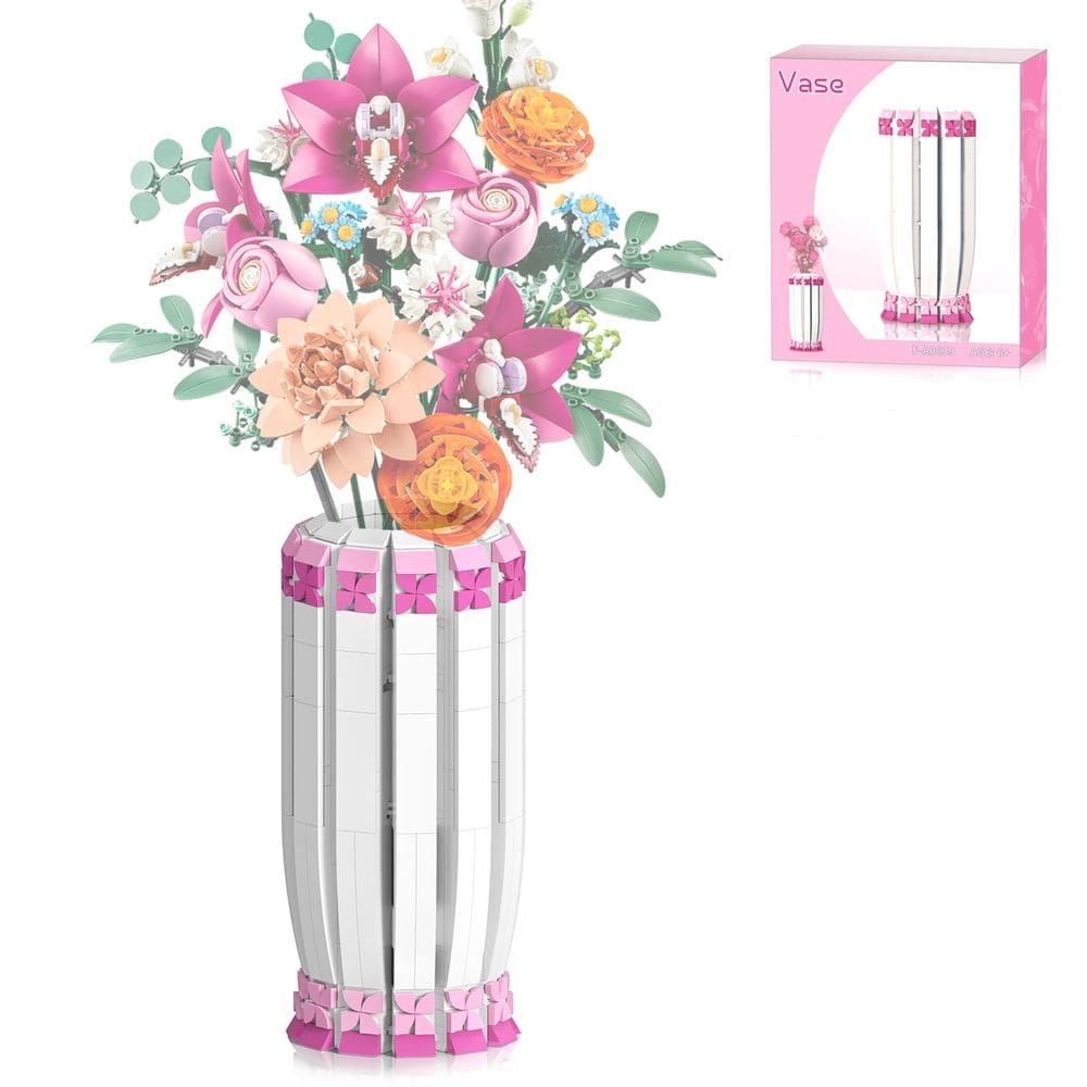 Blocos de construção de vasos aphpaio Flowers 503 unidades com manual de 20,5 cm