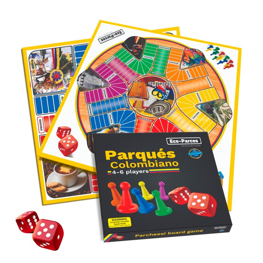 Jogo de Tabuleiro Eco-Parces Colombian Parques Parcheesi 4-6 jogadores