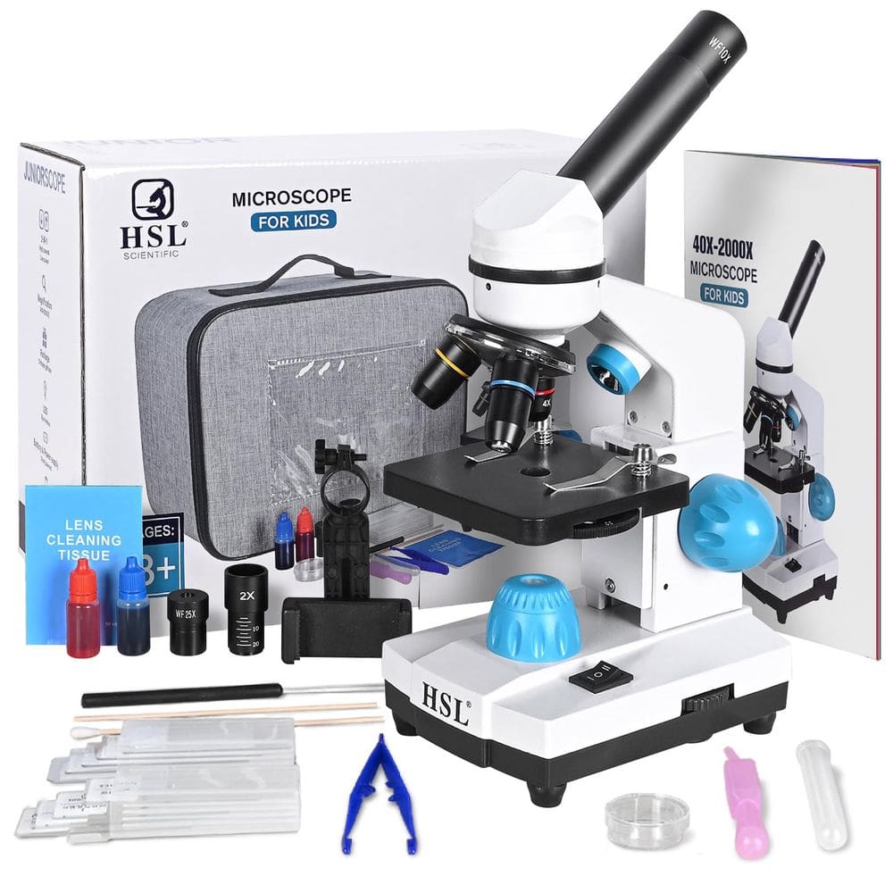 Microscópio monocular HSL 40X-2000X para crianças e adultos