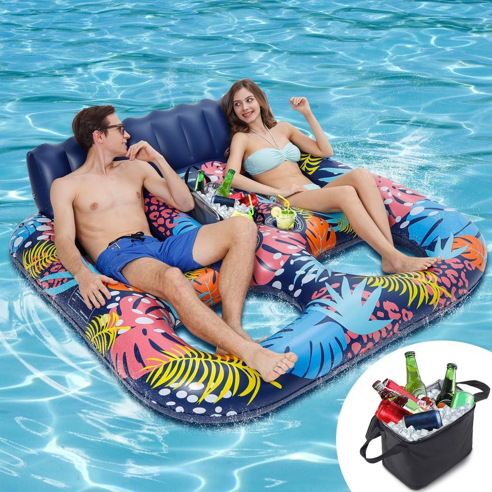 Piscina inflável Floats PuppyUwill para 2 pessoas com porta-copos