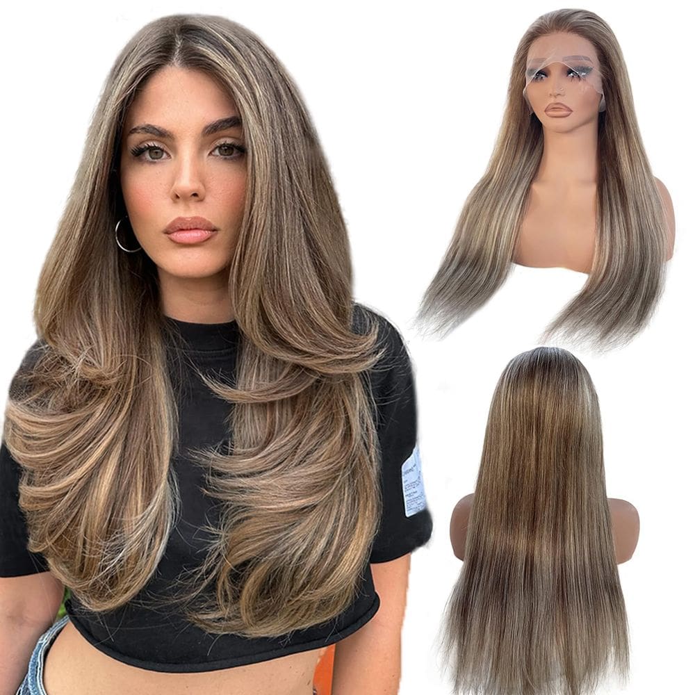 Peruca Munx Highlight Blonde Lace Front 100% cabelo humano 24 polegadas