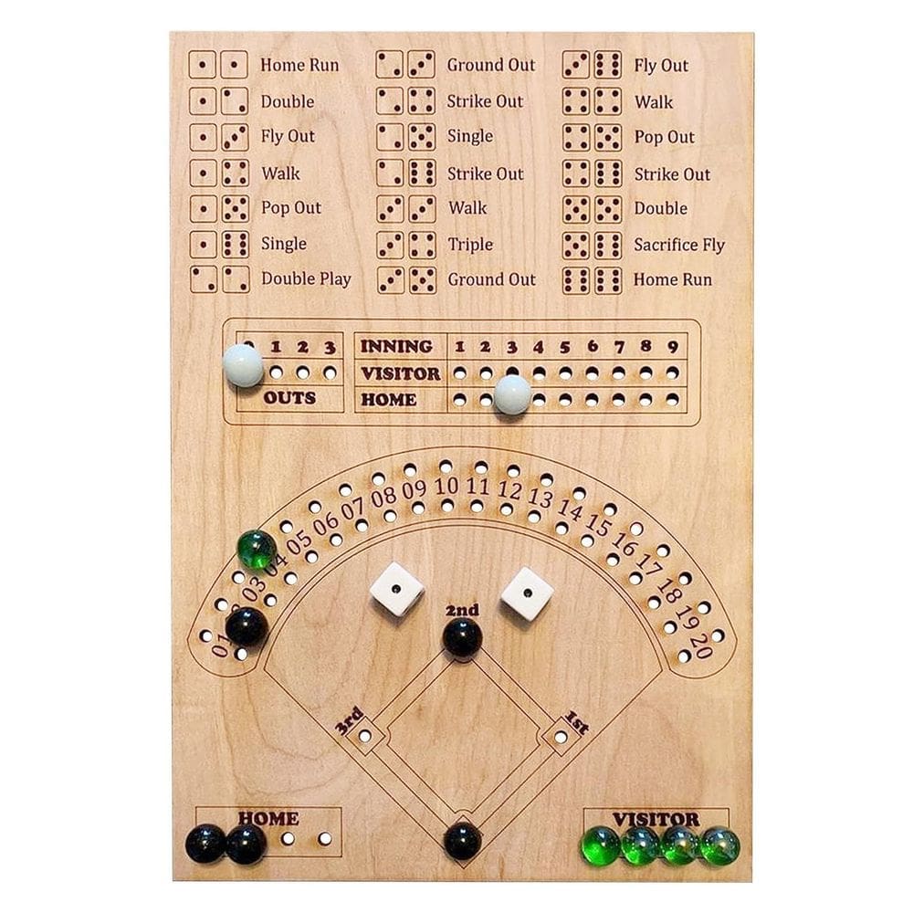 Jogo de tabuleiro GAOMEIDA Baseball Dice Wooden w/ Marbles Kids