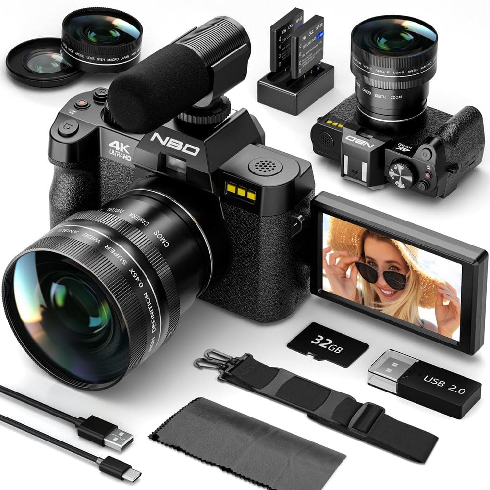 Câmera digital NBD 48MP 16X Zoom 4K Vlogging com lente macro