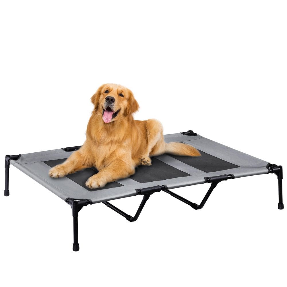 Cama de cachorro ao ar livre PRAISUN XL Elevated Dark Grey Oxford