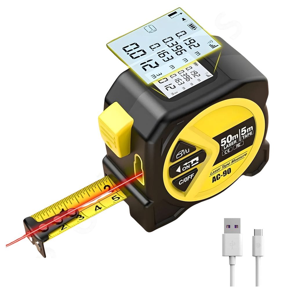 Trena Laser Fita Métrica Digital Display LCD 50m 5m 19mm