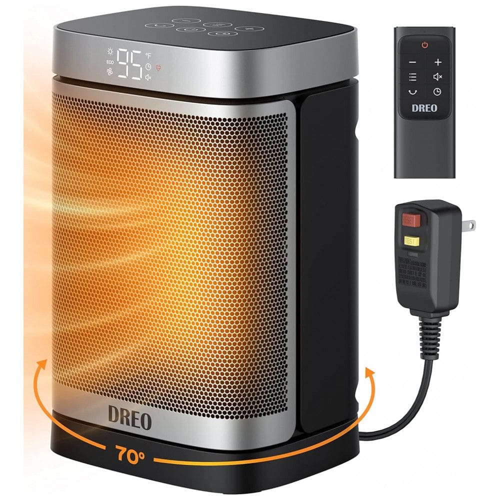 Aquecedor Elétrico Portátil de Cerâmica com 5 Modos, Tela LED e Controle Remoto , 1500W 110V, Dreo, Preto