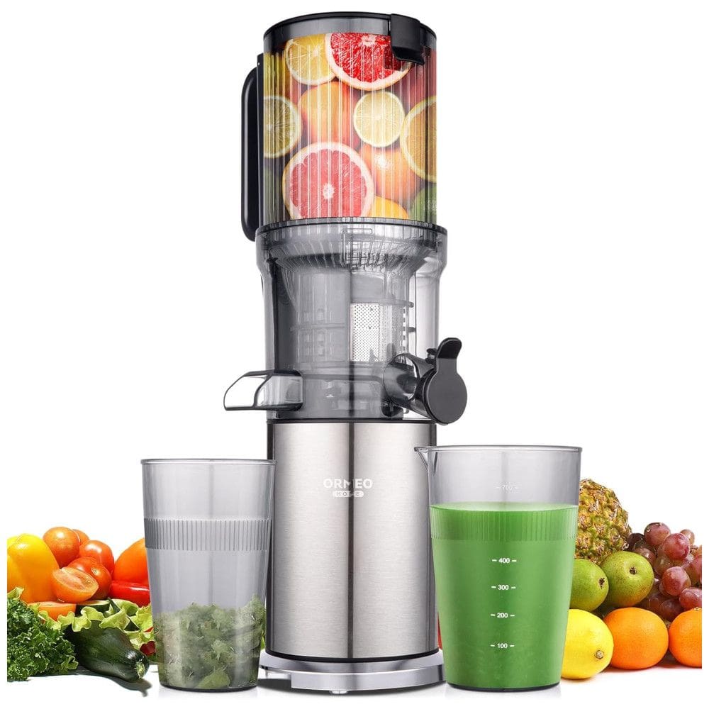 Extrator de Sucos Ormeo Home com Tubo de Alimentação de 12,7 cm - Alta Eficiência e Fácil Limpeza