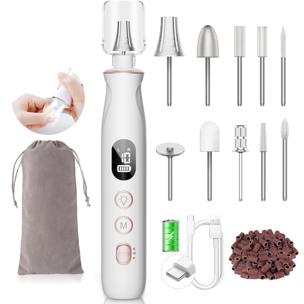 Kit de perfuração de unhas sem fio HSKAI, lixa de unhas elétrica atualizada