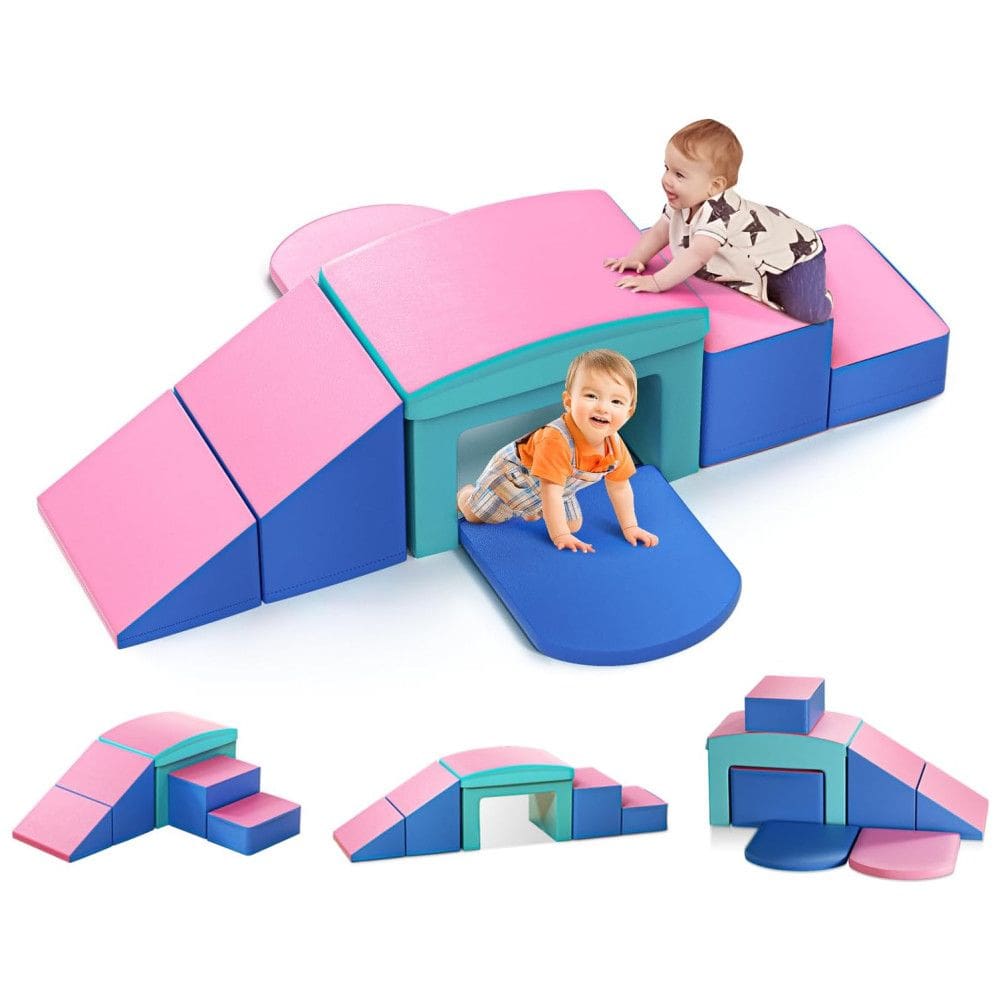 Blocos de Espuma Lischwert para Bebês, Brinquedos de Escalada Internos com Escada e Rampas, Soft Play para Bebês, 6 Peças.