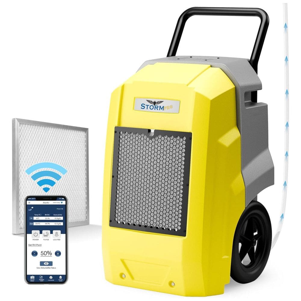 Desumidificador85 Litros com Drenagem Automática e Conexão WiFi, ALORAIR, Amarelo
