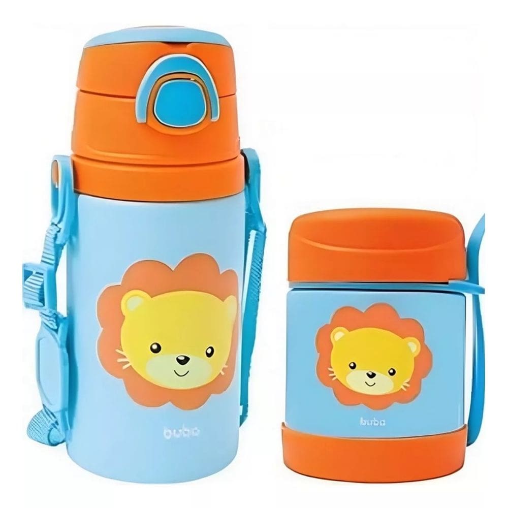 Kit Pote Termico + Garrafinha De Aluminio Leaozinho - Buba