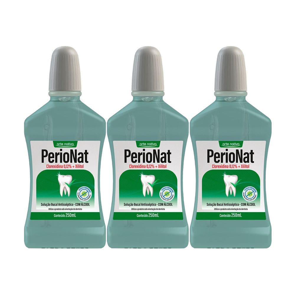Kit 3 Und Perionat Solução Bucal Com Álcool 250ml