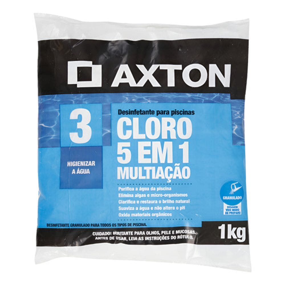 Cloro Multiacao 1 Kg Para Piscina Granulado 5 Em 1 Axton