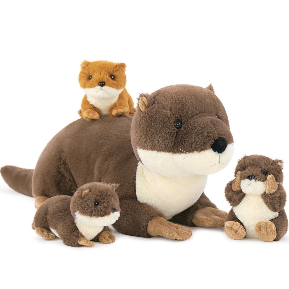 Lontra de pelúcia MaoGolan River Otter com 3 bebês, brinquedo de pelúcia de 60 cm