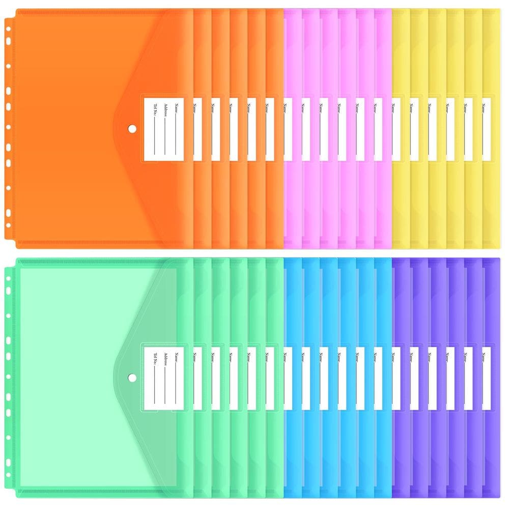 Bolsos de fichário EOOUT, 30 unidades para fichário de 3 anéis, tamanho carta