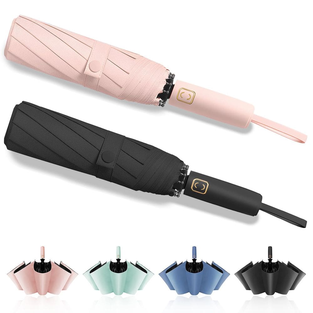 Guarda-chuva de viagem Fogkey Windproof à prova de vento com bloqueio UV