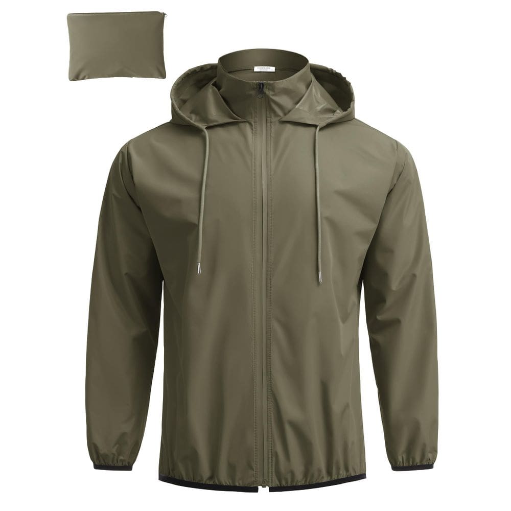 Capa de chuva COOFANDY Roupa de chuva para homens impermeável verde militar
