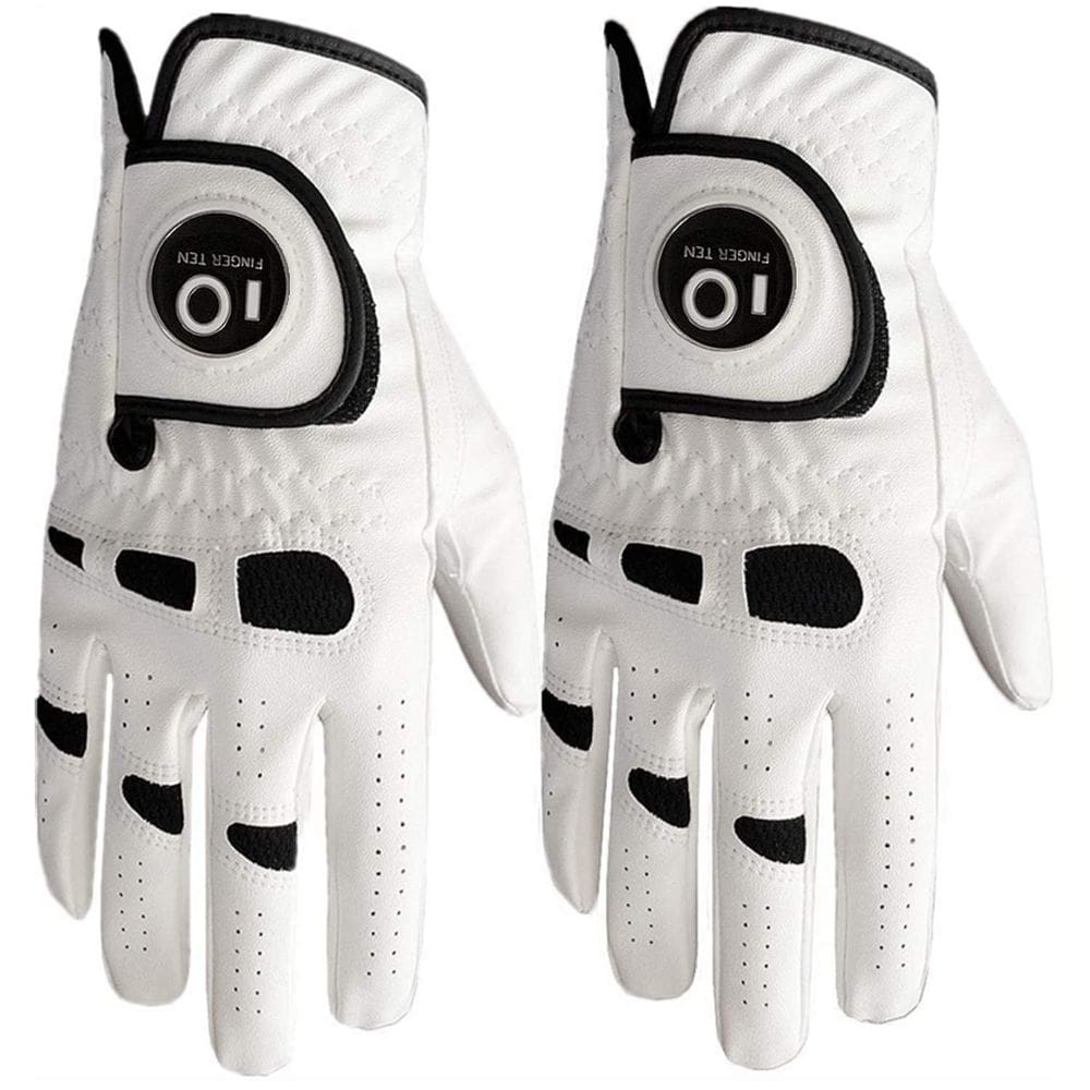 Luva de golfe FINGER TEN masculina Left Hand Right, pacote com 2 unidades, tamanho S-XL