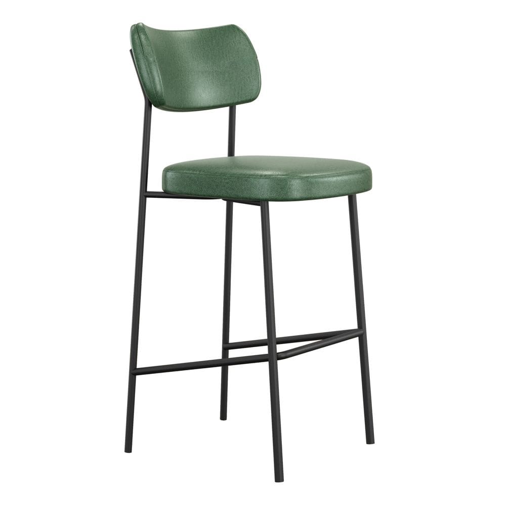 Banqueta Alta Para Cozinha Lila Estofada com Encosto Couríssimo Verde - Desk Design