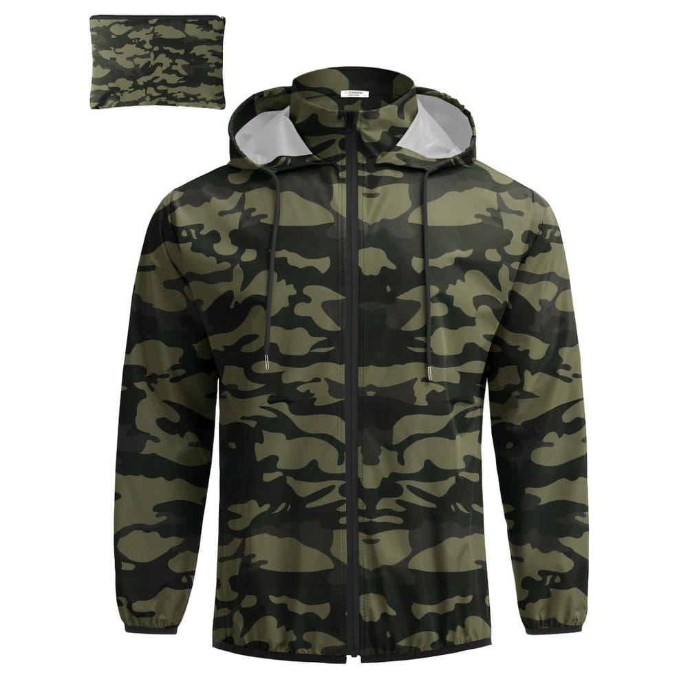 Capa de chuva COOFANDY Jaqueta de chuva impermeável para homens Camo S