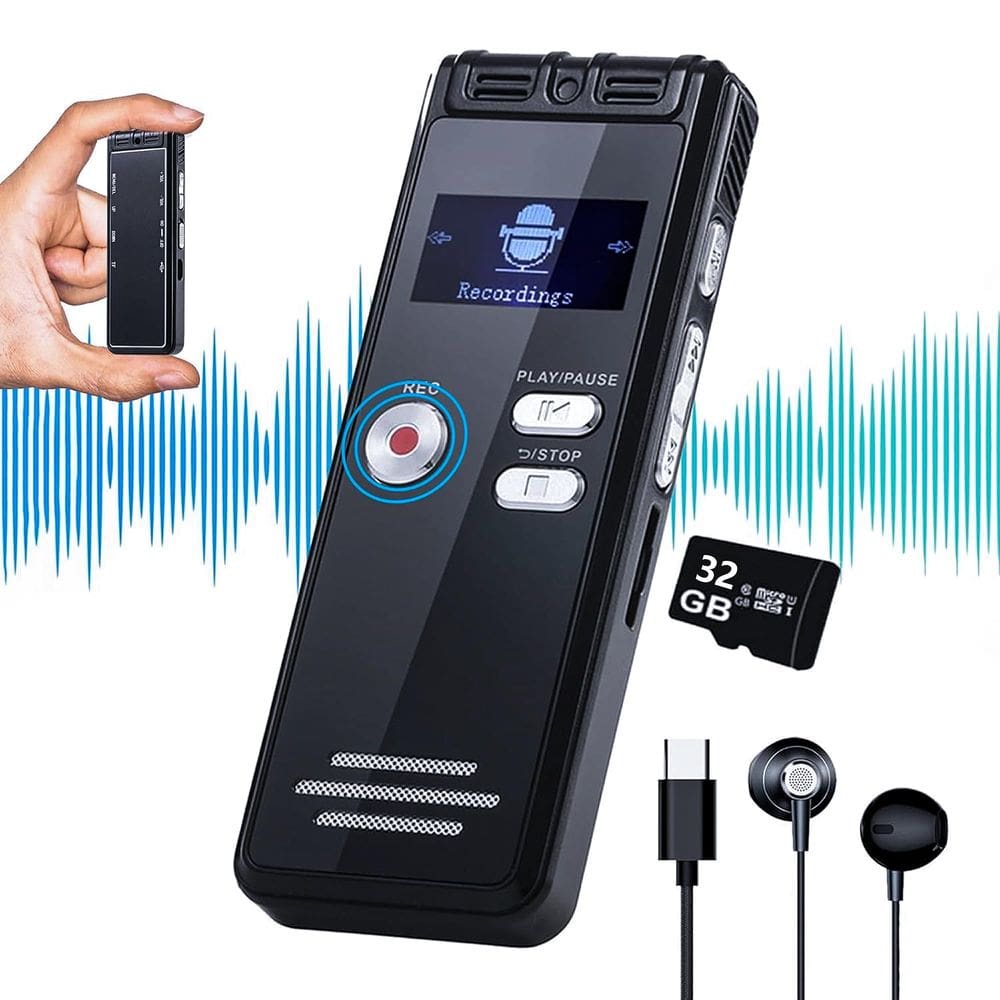 Gravador digital ativado por voz Crosseagle 32GB com 2776h