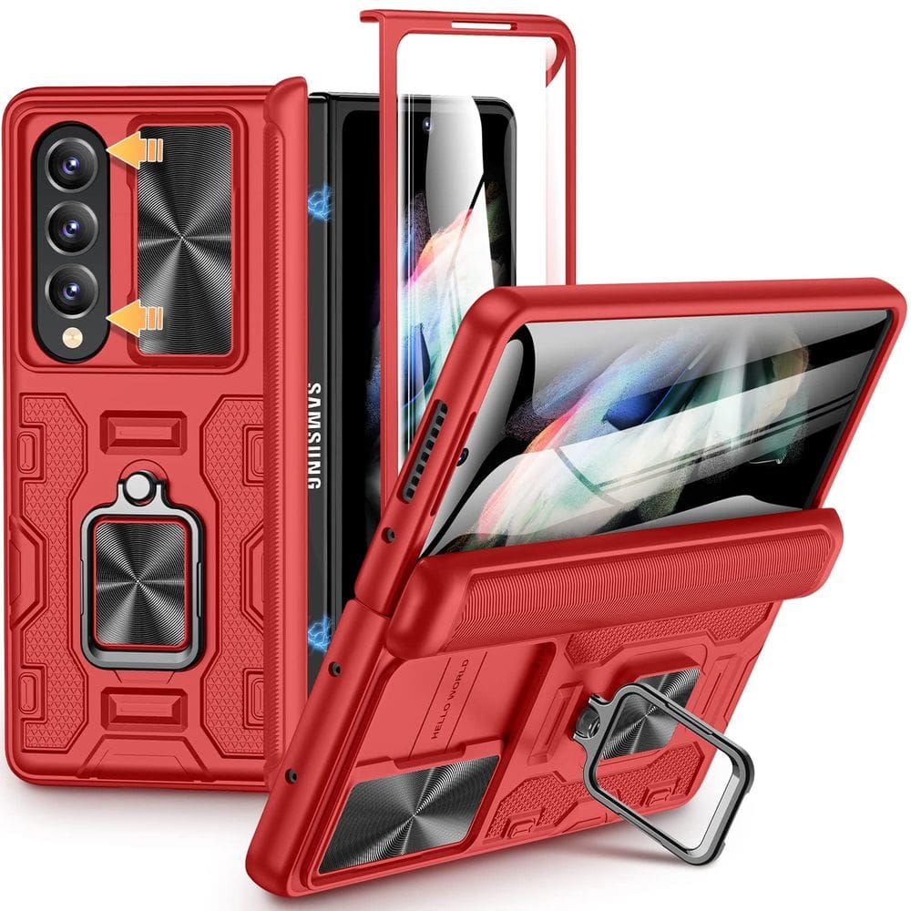 Capa VEGO para Samsung Galaxy Z Fold 4 com protetor de tela vermelho