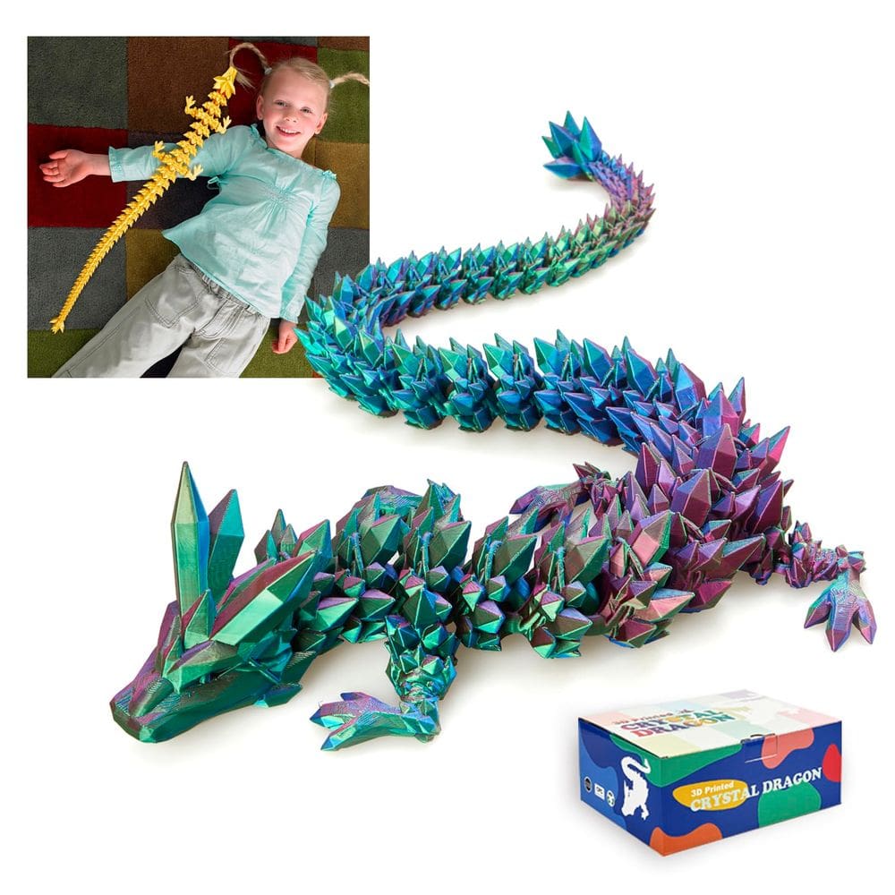 Dragon Toy RWSEFK 30 cm, dragão de cristal impresso em 3D