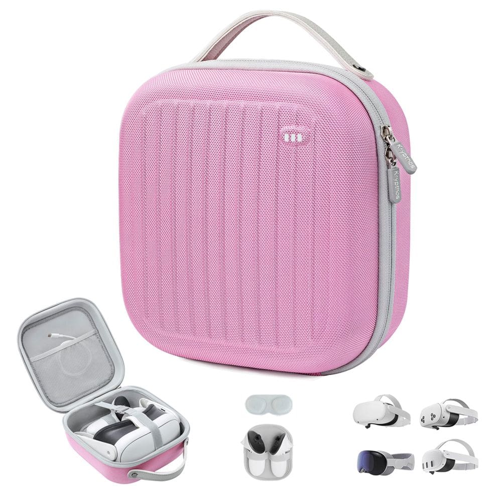 Estojo rígido compatível com Krypthos Meta Quest 3S/Quest 3/Quest 2/Vision Pro Pink