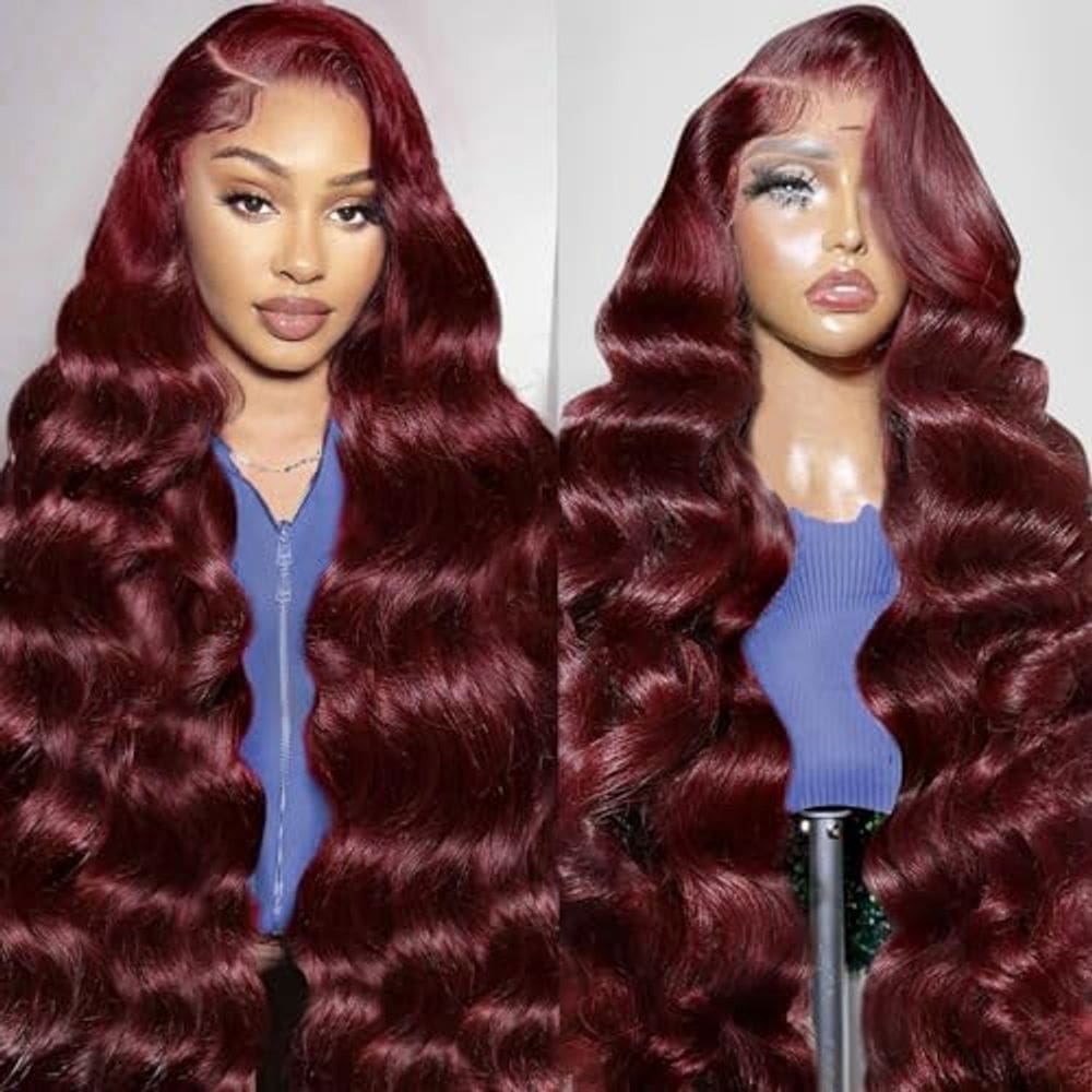 Perucas frontais de renda GOFWARD 99m Burgundy Wave 22" 200% de densidade