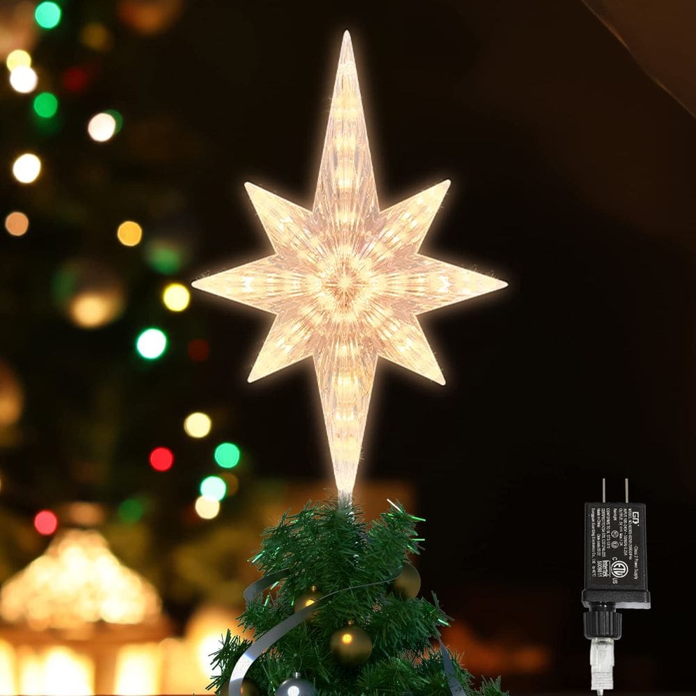 Topper de árvore de Natal LAMPHOME Star 11 polegadas 41 LED branco quente