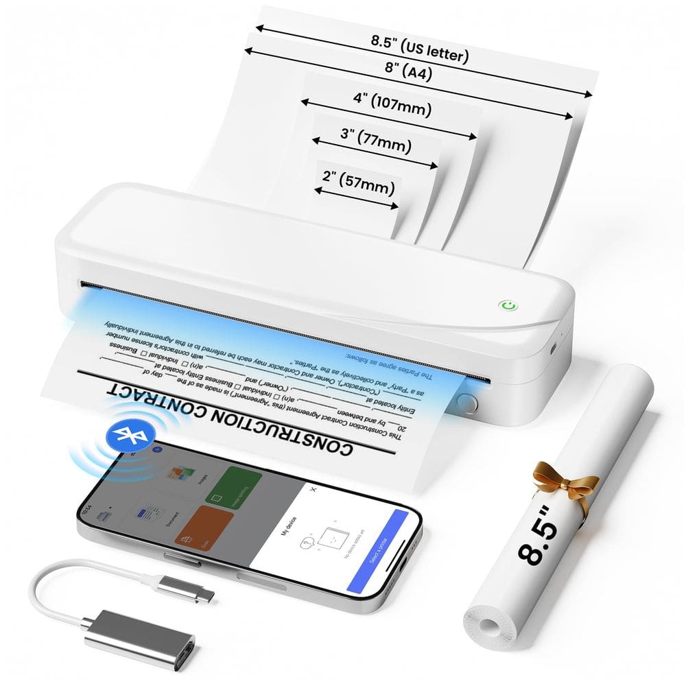 Impressora portátil NelkoGlobal para viagens Bluetooth White