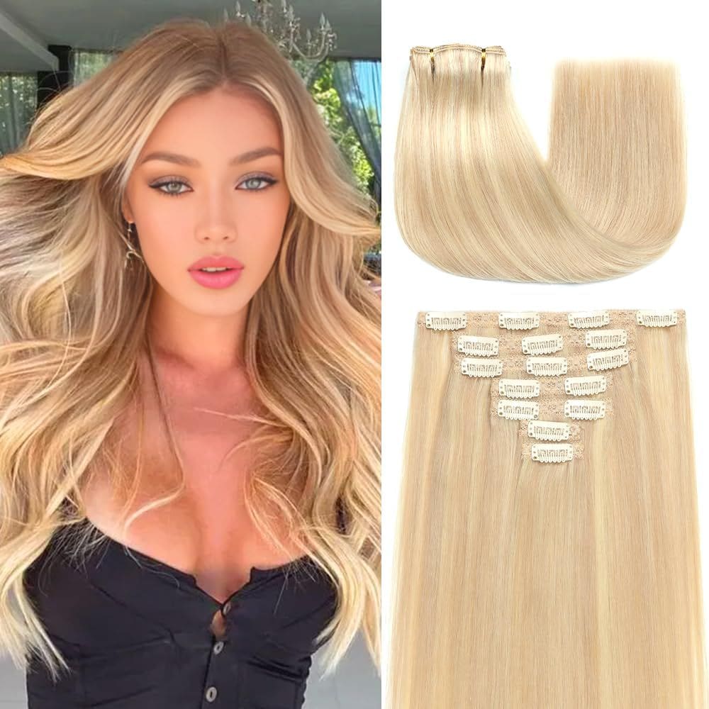 Extensões de cabelo YNSNR Real Human Hair 35 cm 80 g 7 unidades