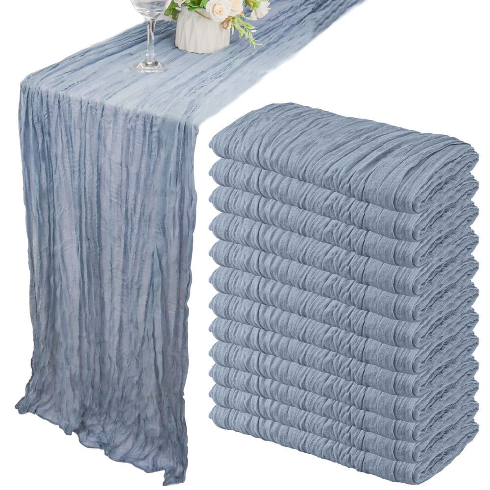 Pano de algodão Table Runner Fivenl, azul empoeirado de 10 pés (pacote com 12)