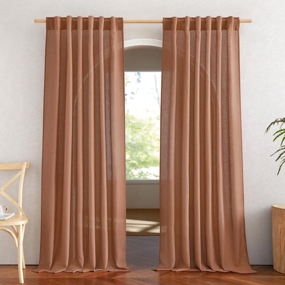 Cortinas NICETOWN Linen Caramel W132 x L213cm 2 painéis
