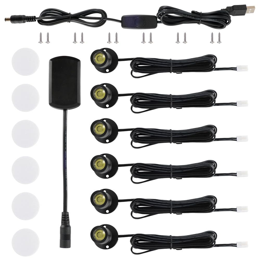 Holofotes LED DEDC 6 unidades 1W 3000K com dimmer embaixo do gabinete