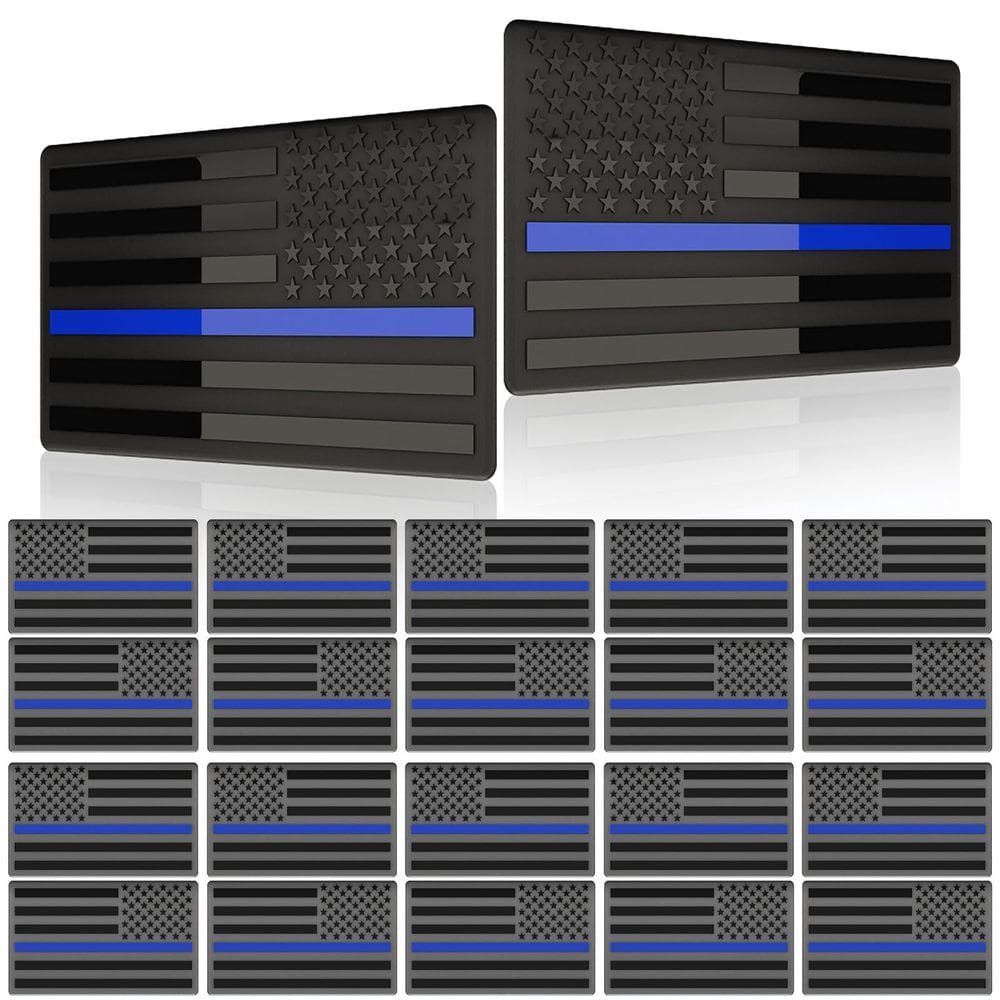 Adesivos adesivos sticro 3D Metal Thin Blue Line, todos pretos, bandeira dos EUA
