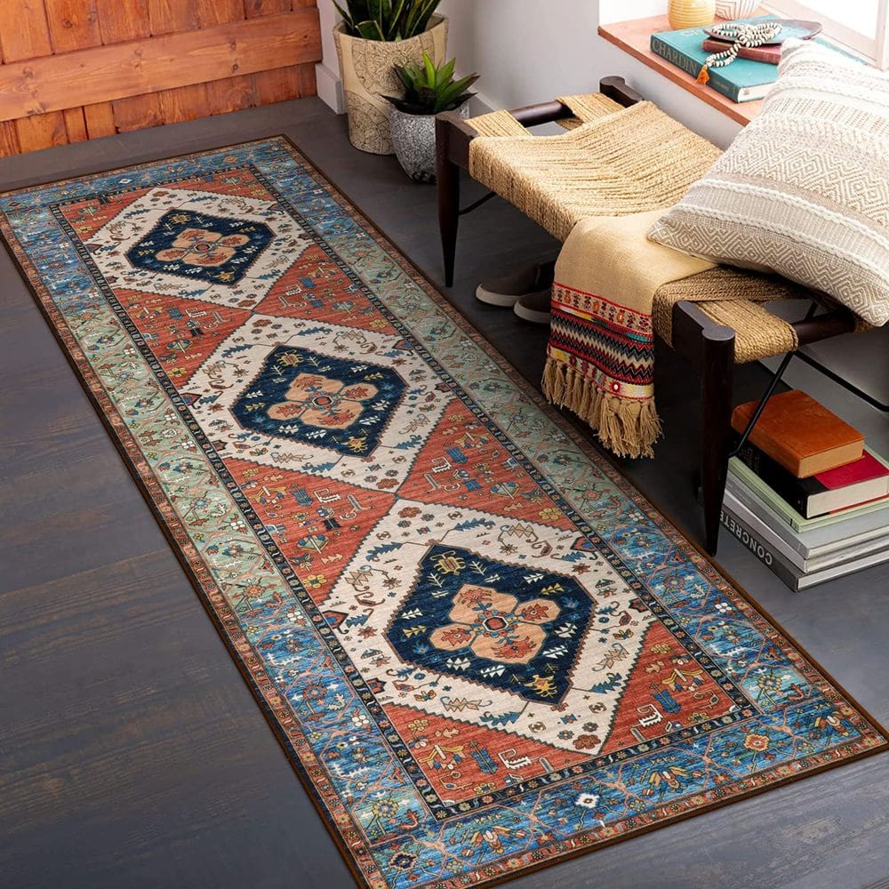 Tapete Runner Lahome Boho, antiderrapante, lavável de 2 x 6 pés para corredor
