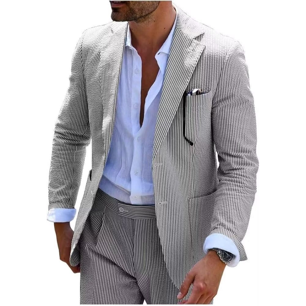 Suit Wehilion Seersucker, 2 peças, Slim Fit Business, preto, 5GG