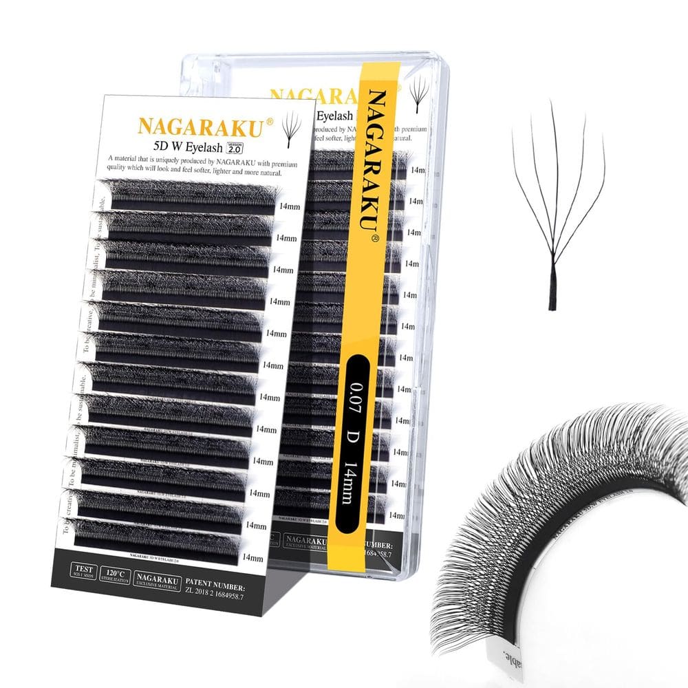 Extensão de cílios NAGARAKU 5D W Shape Versão 2.0 0,07 mm D 14 mm