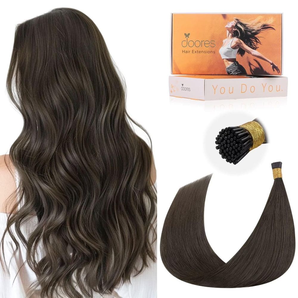 Extensões de cabelo DOORES Keratin Tip Mocha Brown 50g/50s 56cm