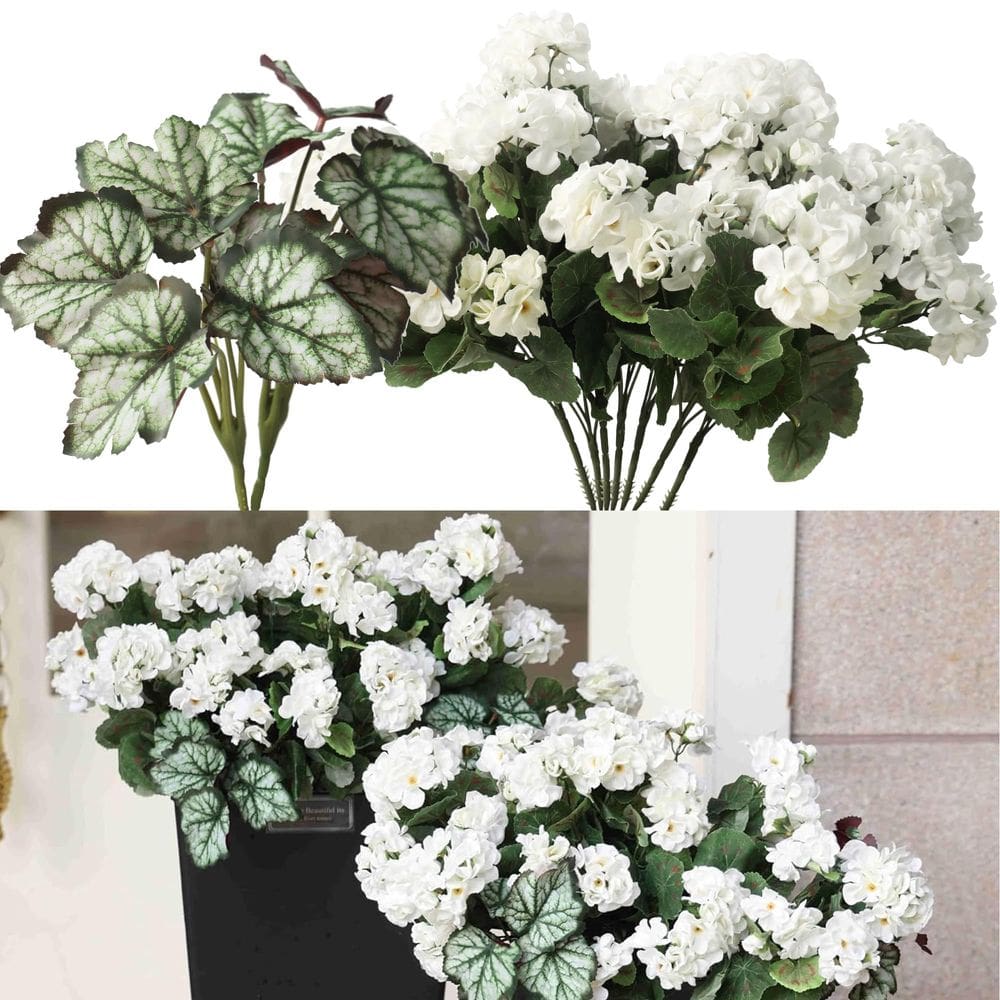 Plantas artificiais Clycaloor Outdoor Begonia Boxwood 9 unidades