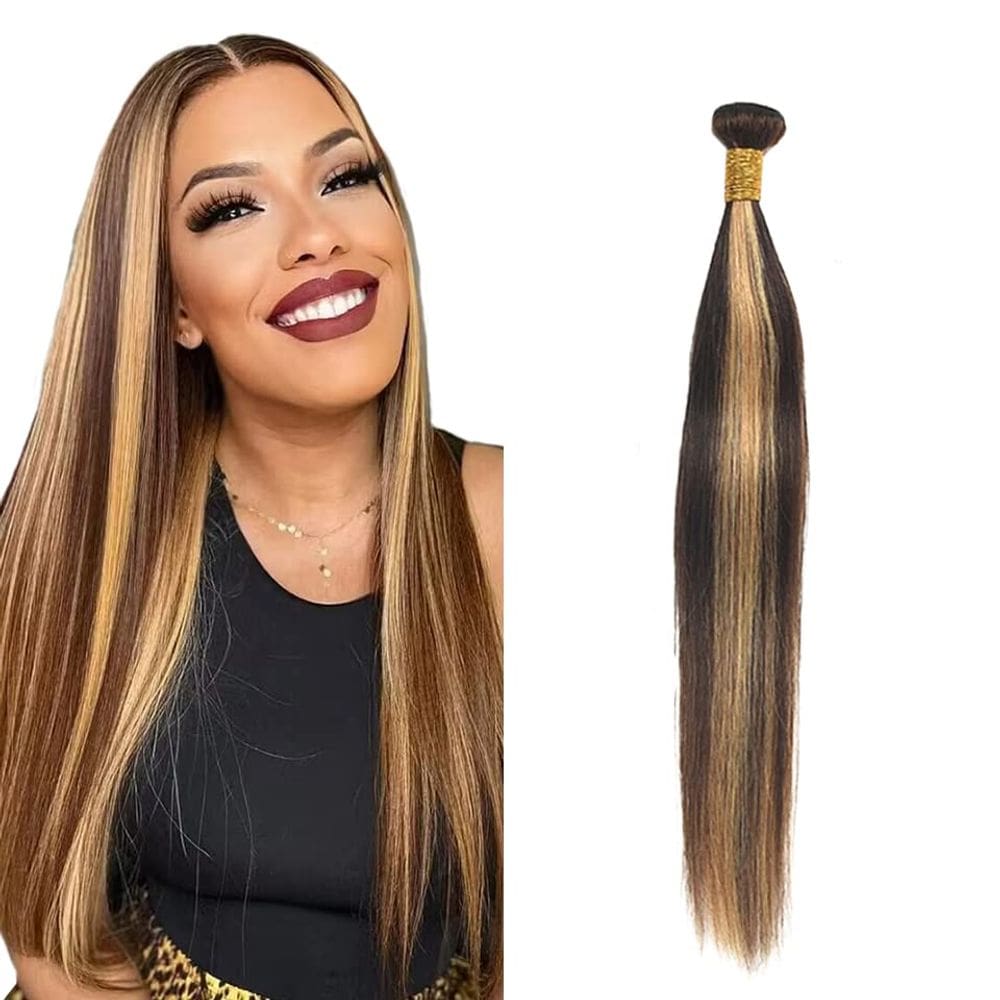 Pacote de cabelo Freiuoke P4/27 Cabelo humano virgem brasileiro 66cm