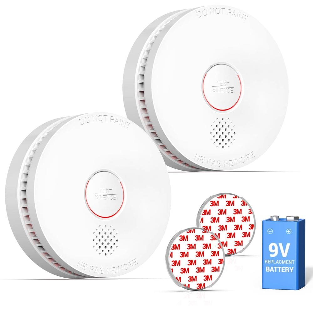 Detector de fumaça SITERWELL GS509A com 10 anos de vida útil com kit magnético, pacote com 2