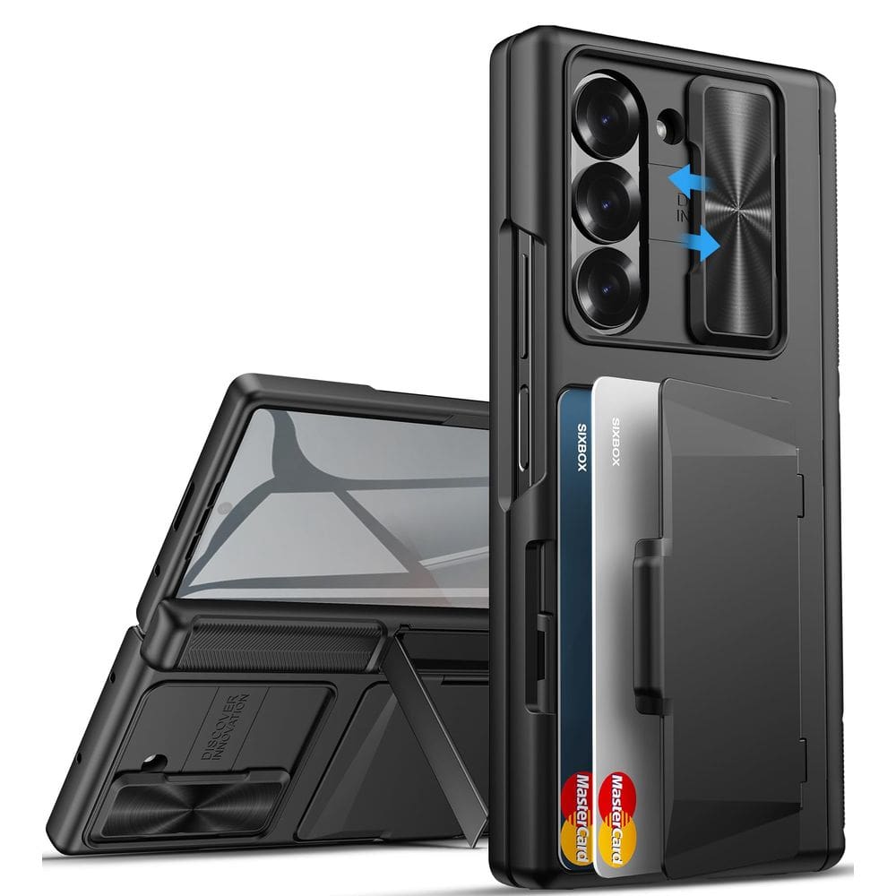 Capa SIXBOX para Samsung Galaxy Z Fold 6 com porta-cartões preta