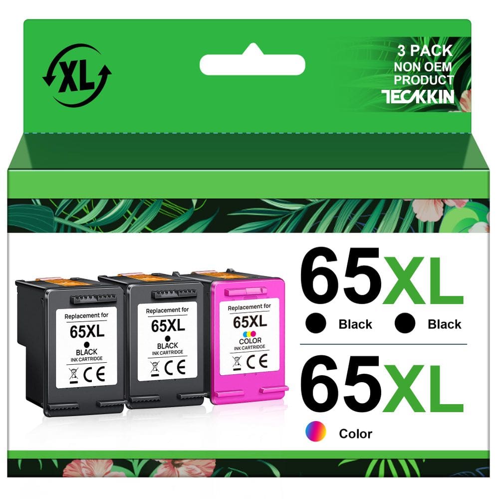 Pacote combinado de cartuchos de tinta TECKKIN 65XL preto/colorido (3x)