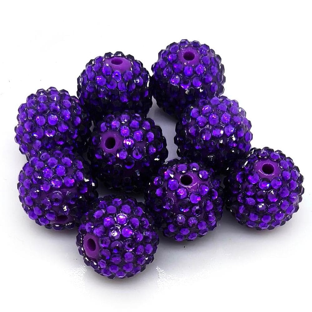 Bola de discoteca Beads YIQIFLY Rhinestone 20 mm de acrílico roxo x50