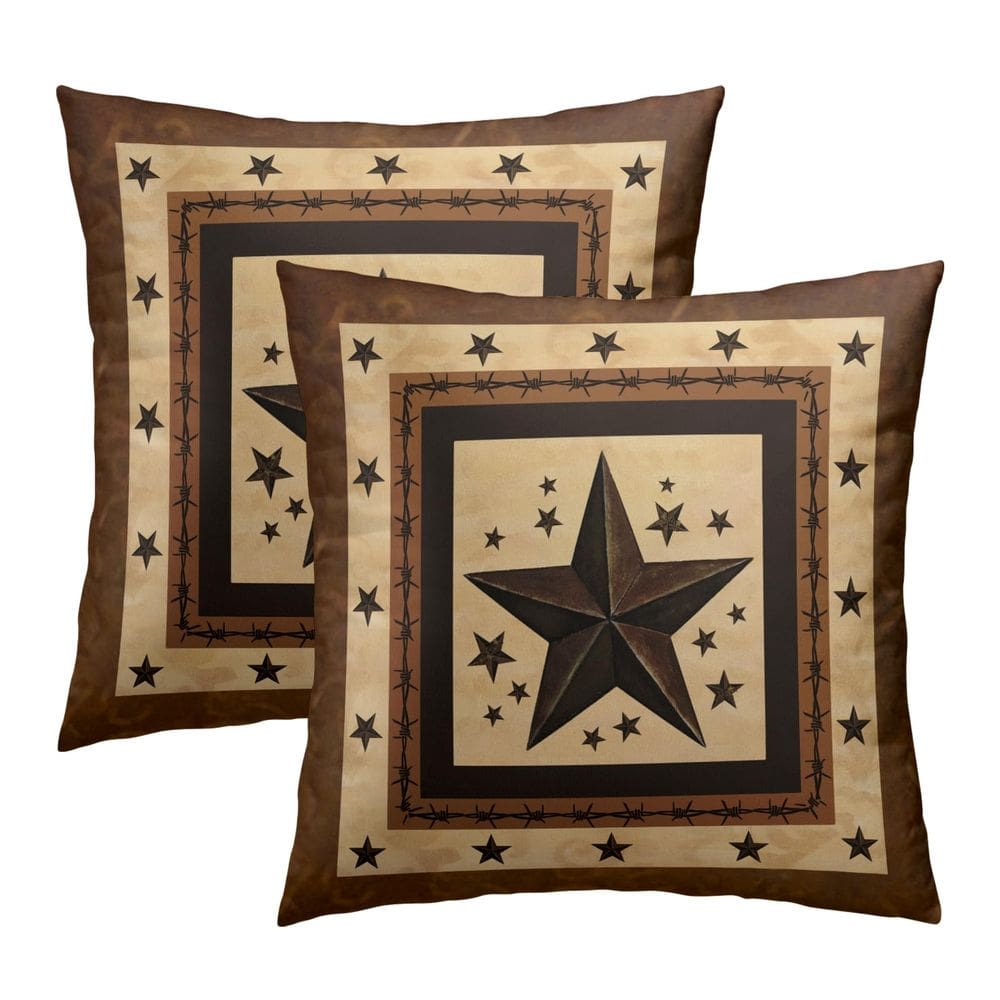 Capas de almofada Imiss Western Texas Star Brown Rust x2