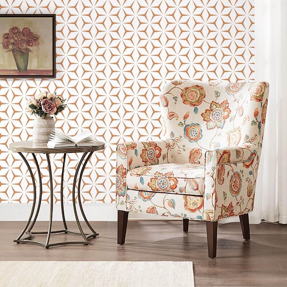 Papel de parede Heroad Peel and Stick Orange Geometric 17.7m²