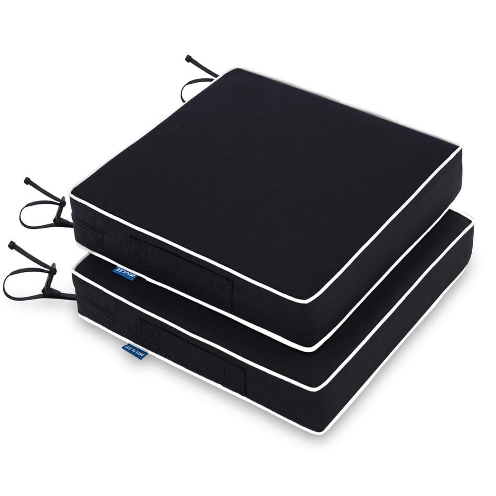 Almofadas de cadeira ao ar livre MIULEE impermeáveis 22x22x8cm pretas 2 unidades