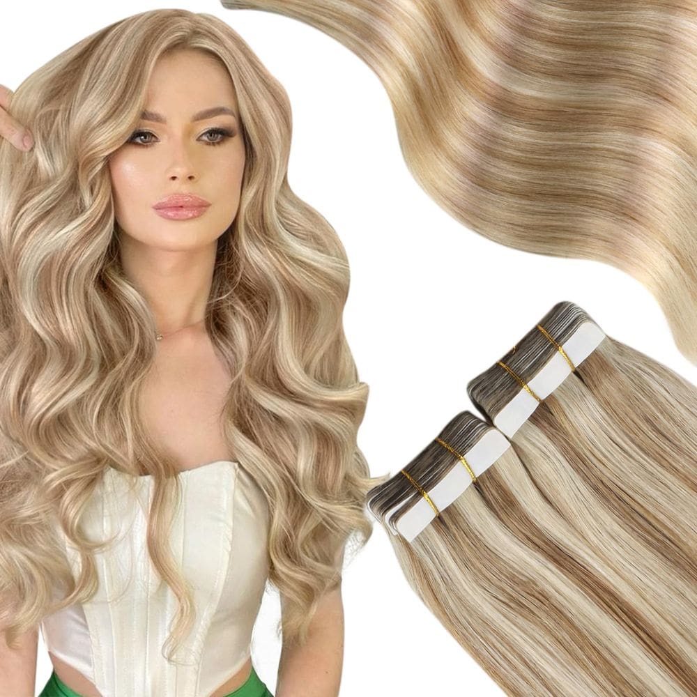 Fita adesiva em extensões de cabelo Moresoo 22 polegadas 50g Remy Human Hair